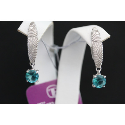 Сережки 925 кварц зелений Rh Timofeev