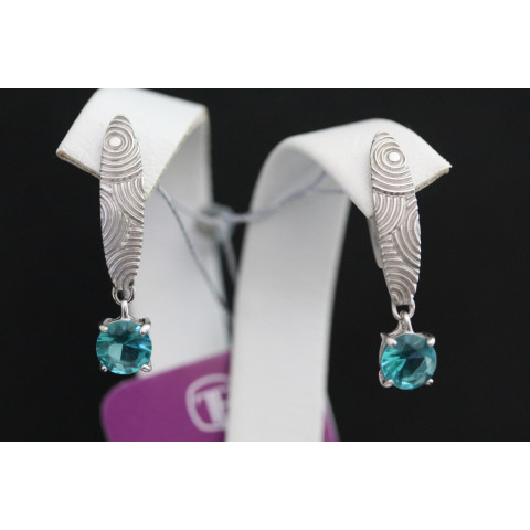 Сережки 925 кварц зелений Rh Timofeev