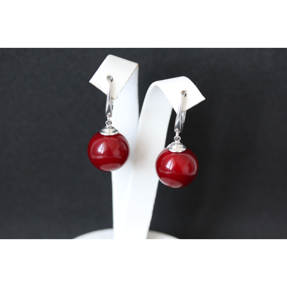 Сережки 862 майорика червоний Rh Timofeev