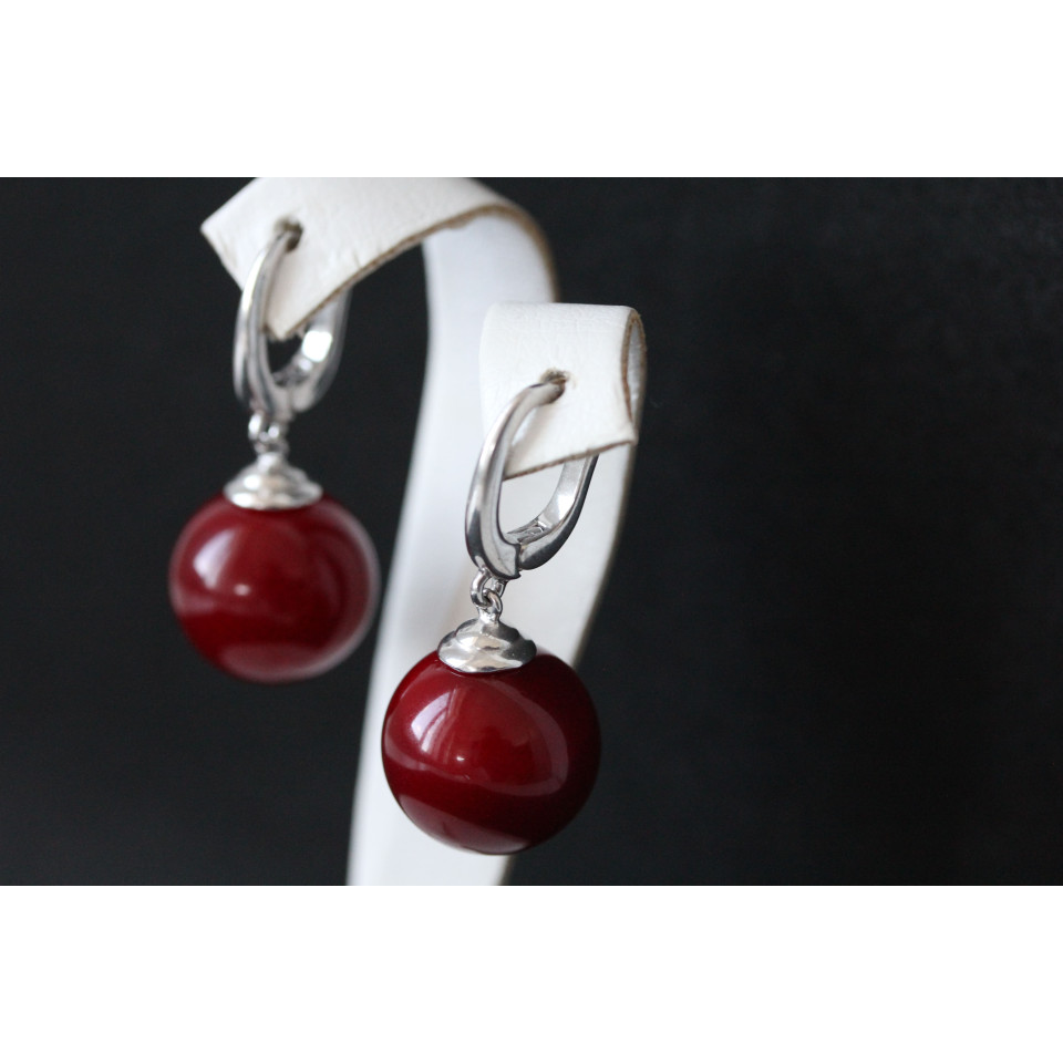 Сережки 862 майорика червоний Rh Timofeev