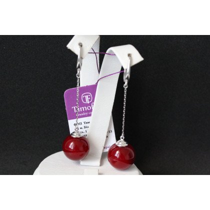 Сережки 862(2) майорика червона Rh Timofeev