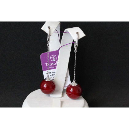 Сережки 862(2) майорика червона Rh Timofeev 2