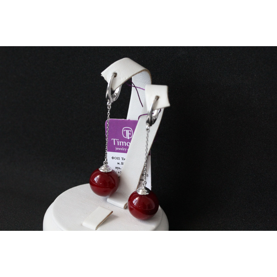 Сережки 862(2) майорика червона Rh Timofeev