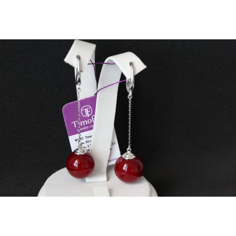 Сережки 862(2) майорика червона Rh Timofeev