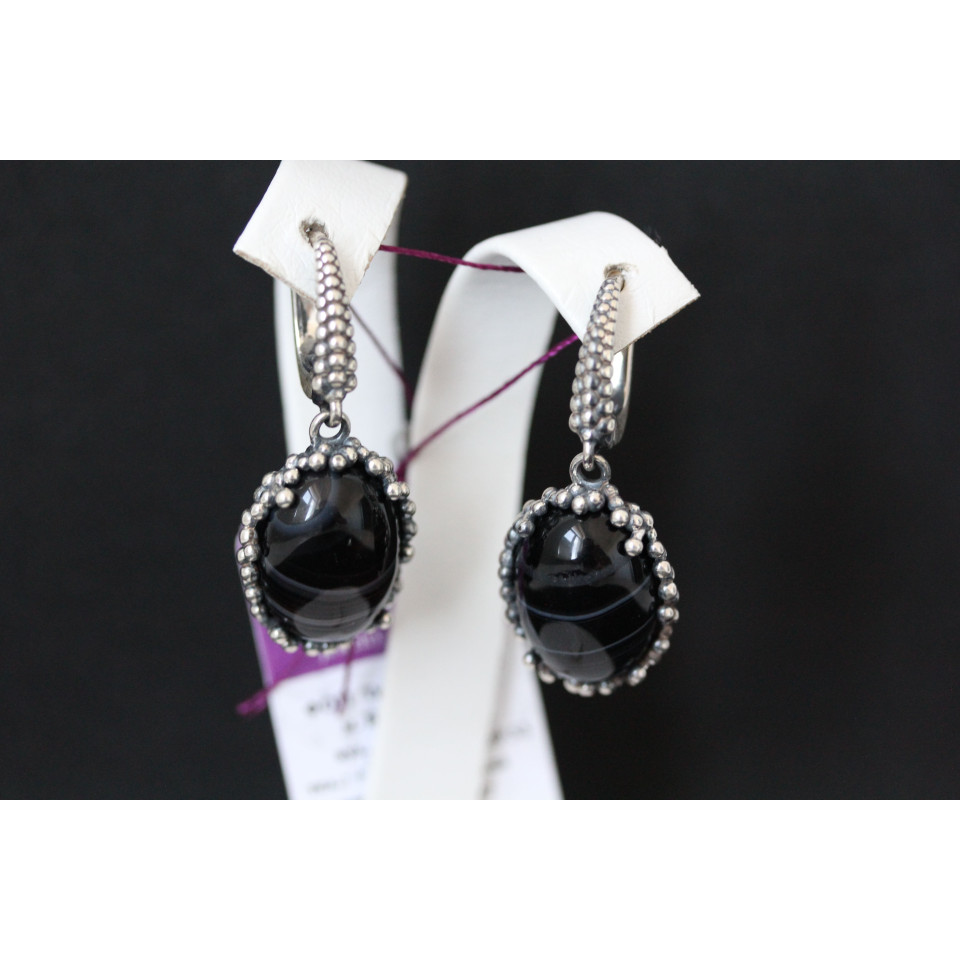 Сережки 837 агат полосатий Timofeev