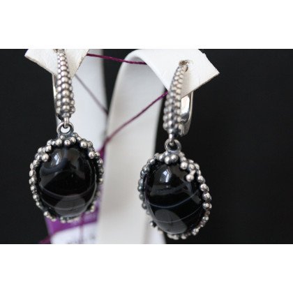Сережки 837 агат полосатий Timofeev 2