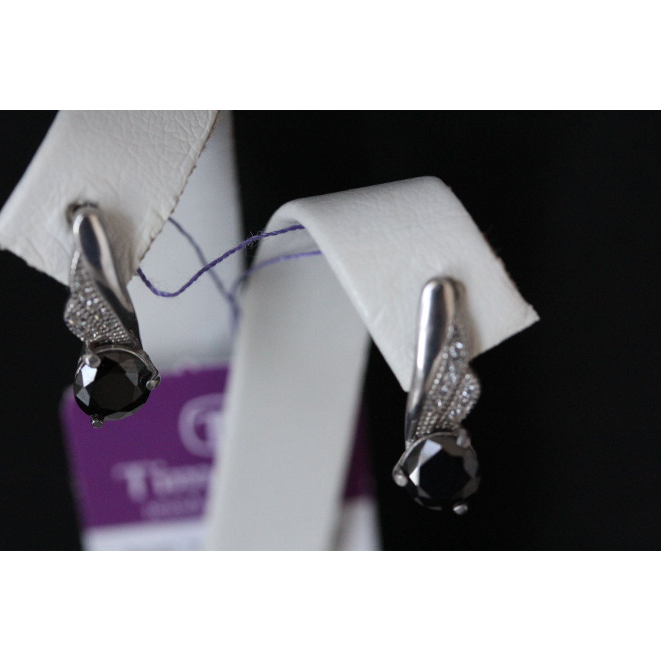 Сережки 802 цирконій чорний Rh Timofeev