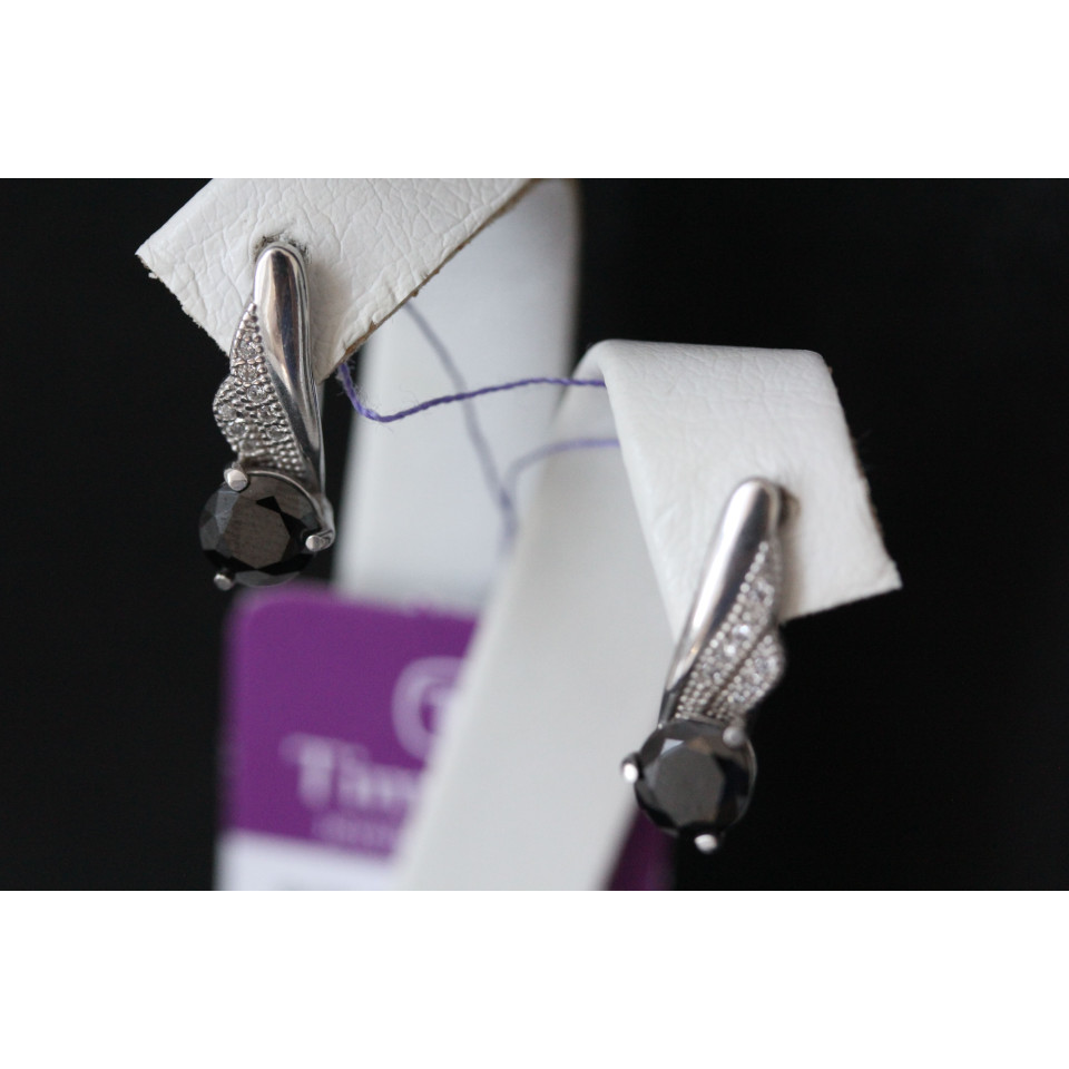 Сережки 802 цирконій чорний Rh Timofeev