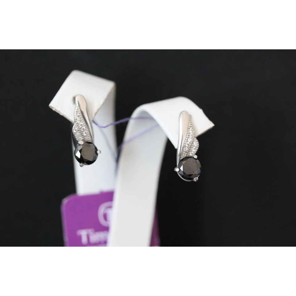 Сережки 802 цирконій чорний Rh Timofeev