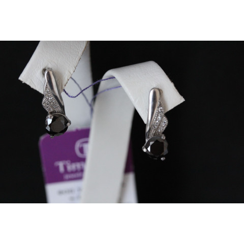 Сережки 802 цирконій чорний Rh Timofeev