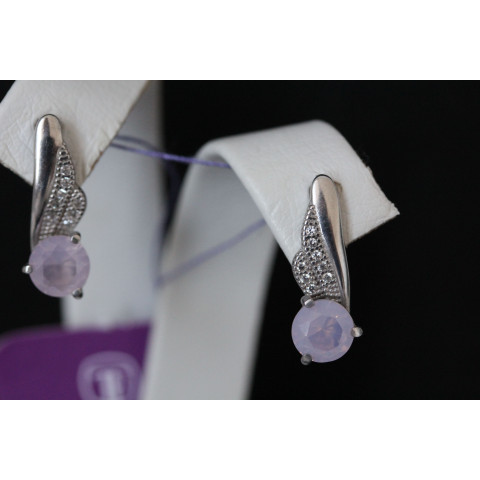 Сережки 802 кварц рожевий Rh Timofeev