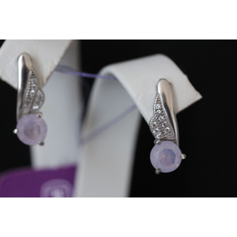 Сережки 802 кварц рожевий Rh Timofeev