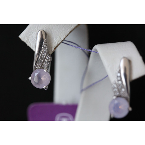 Сережки 802 кварц рожевий Rh Timofeev