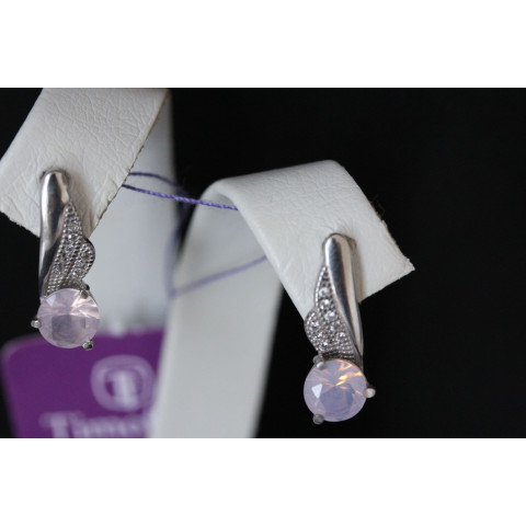 Сережки 802 кварц рожевий Rh Timofeev
