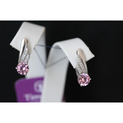 Сережки 802 цирконій рожевий Rh Timofeev