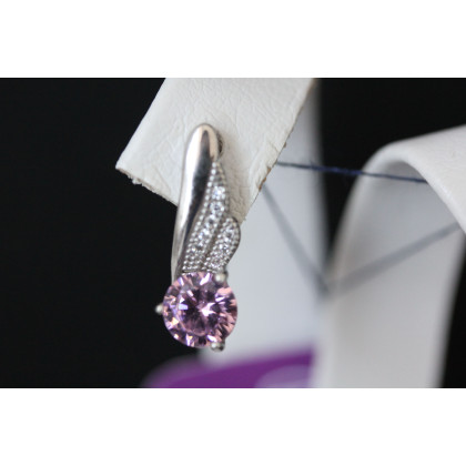 Сережки 802 цирконій рожевий Rh Timofeev 2