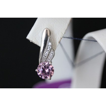 Сережки 802 цирконій рожевий Rh Timofeev 2