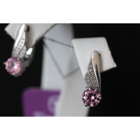 Сережки 802 цирконій рожевий Rh Timofeev