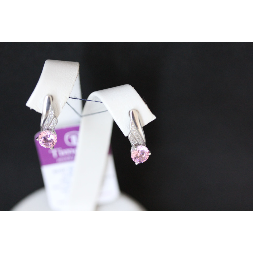 Сережки 802 цирконій рожевий Rh Timofeev
