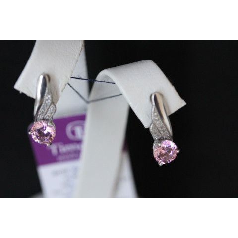 Сережки 802 цирконій рожевий Rh Timofeev