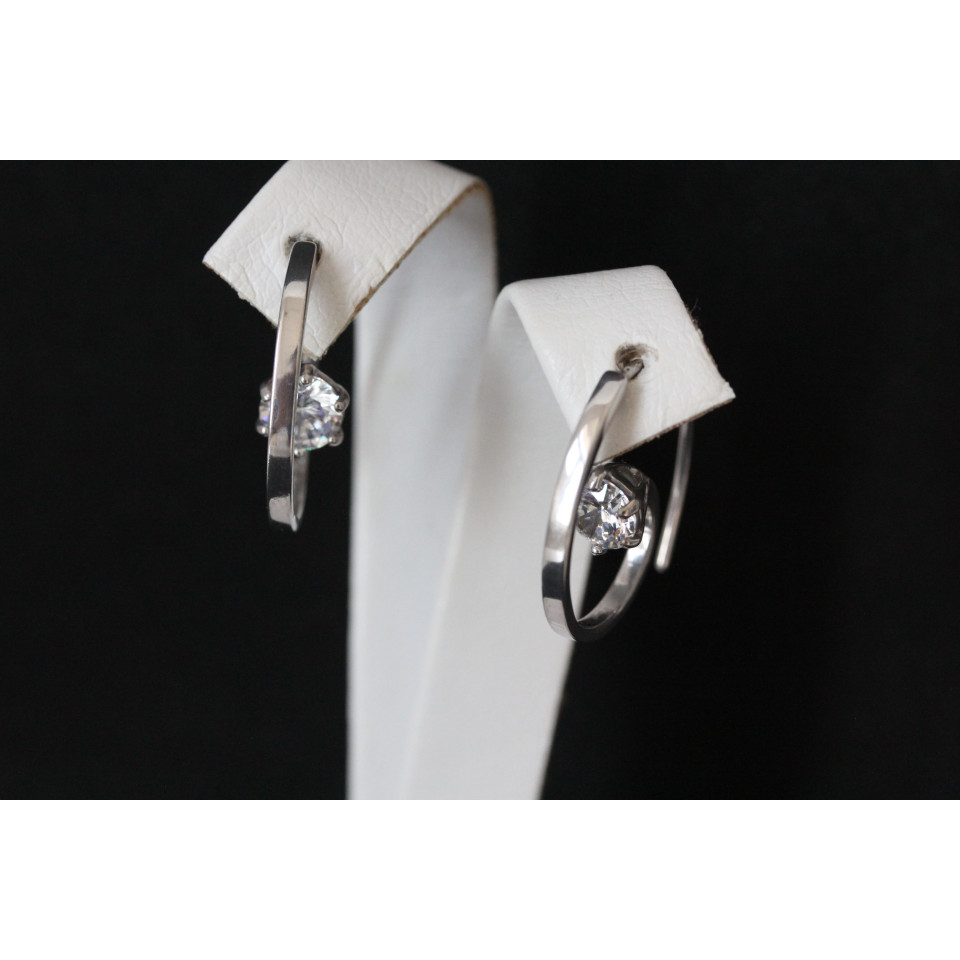 Сережки 660(2) цирконій білий Rh Timofeev