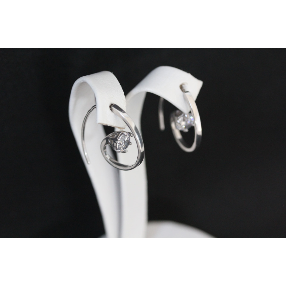 Сережки 660(2) цирконій білий Rh Timofeev