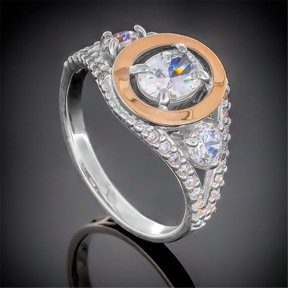 Перстень 373 цирконій білий Rh Timofeev