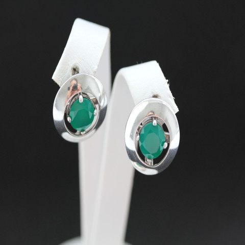 Сережки 644 агат зелений Rh Timofeev