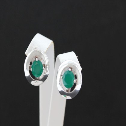 Сережки 644 агат зелений Rh Timofeev 2