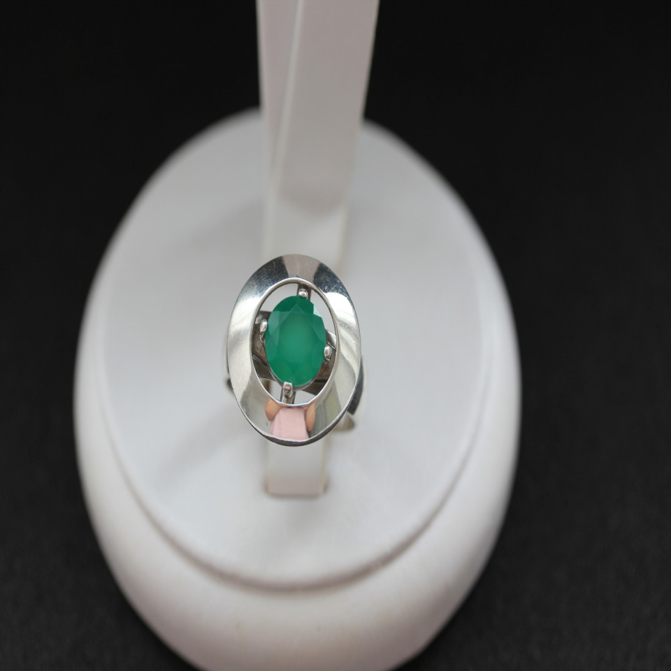 Перстень 644 агат зелений Rh Timofeev