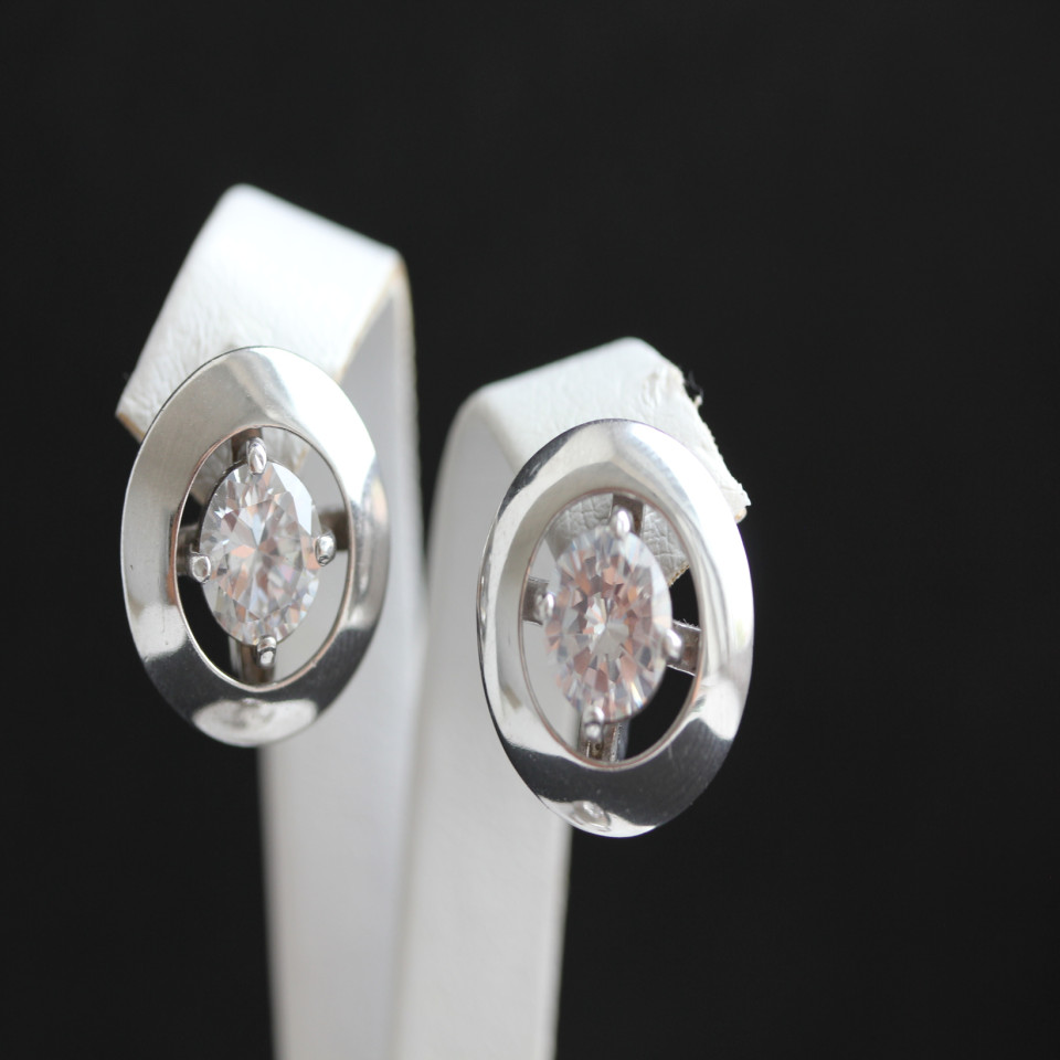 Сережки 644 цирконій білий Rh Timofeev