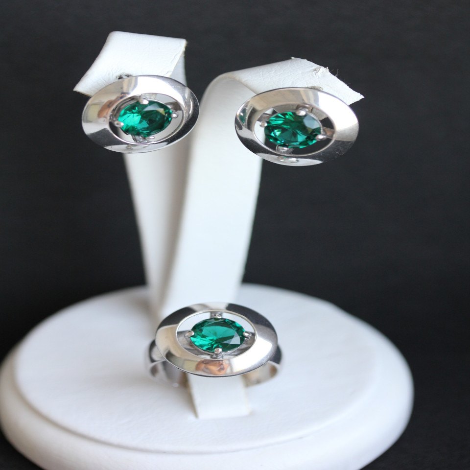 Сережки 644 альпініт смарагд Rh Timofeev