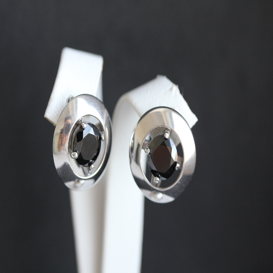 Сережки 644 цирконій чорний Rh Timofeev