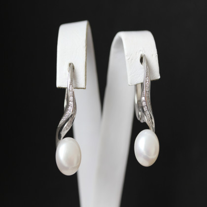 Сережки 594 перлина біла Rh Timofeev