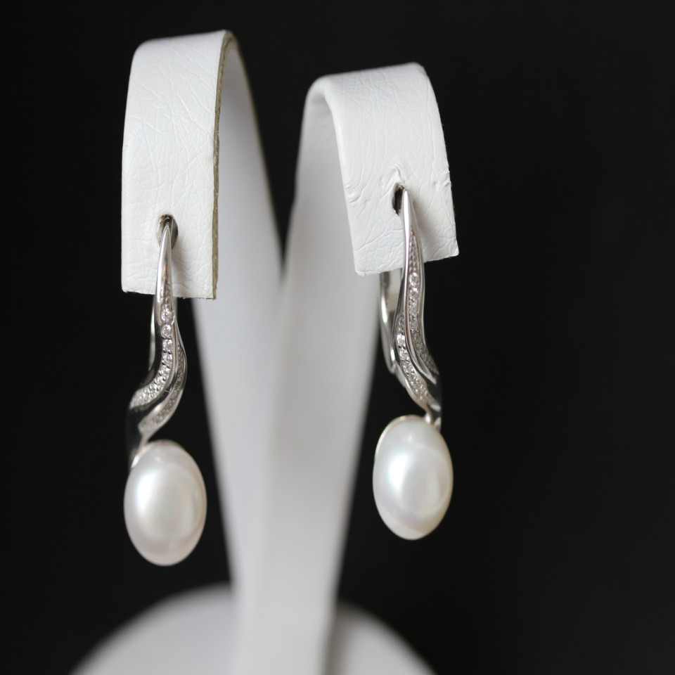 Сережки 594 перлина біла Rh Timofeev