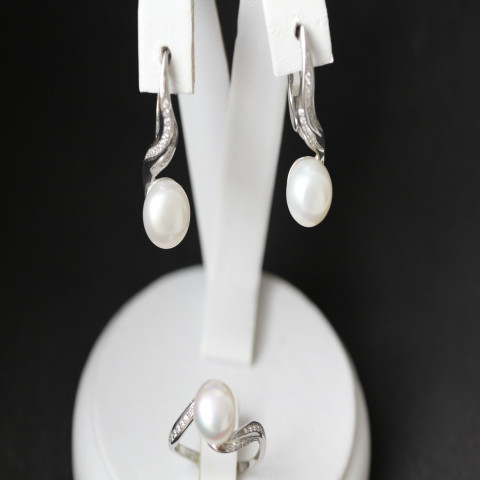 Сережки 594 перлина біла Rh Timofeev