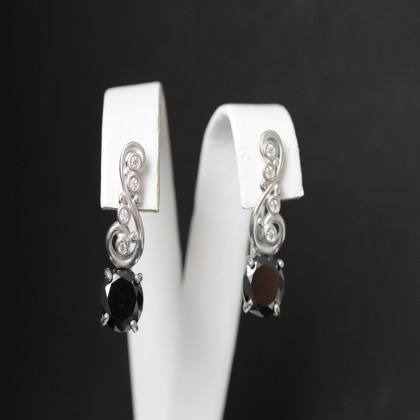 Сережки 560 цирконій чорний Rh Timofeev