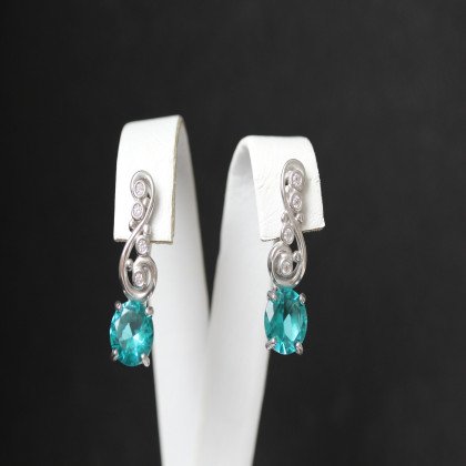 Сережки 560 кварц зелений Rh Timofeev