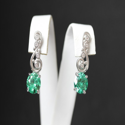 Сережки 560 цирконій зелений Rh Timofeev