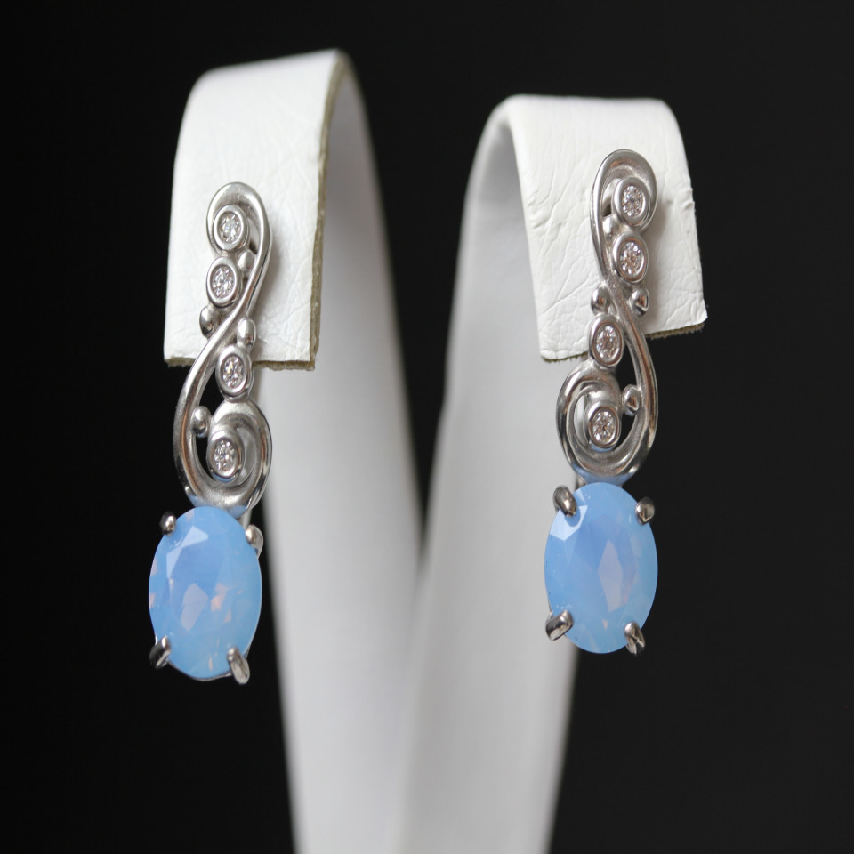 Сережки 560 альпініт молочно блакитний Rh Timofeev