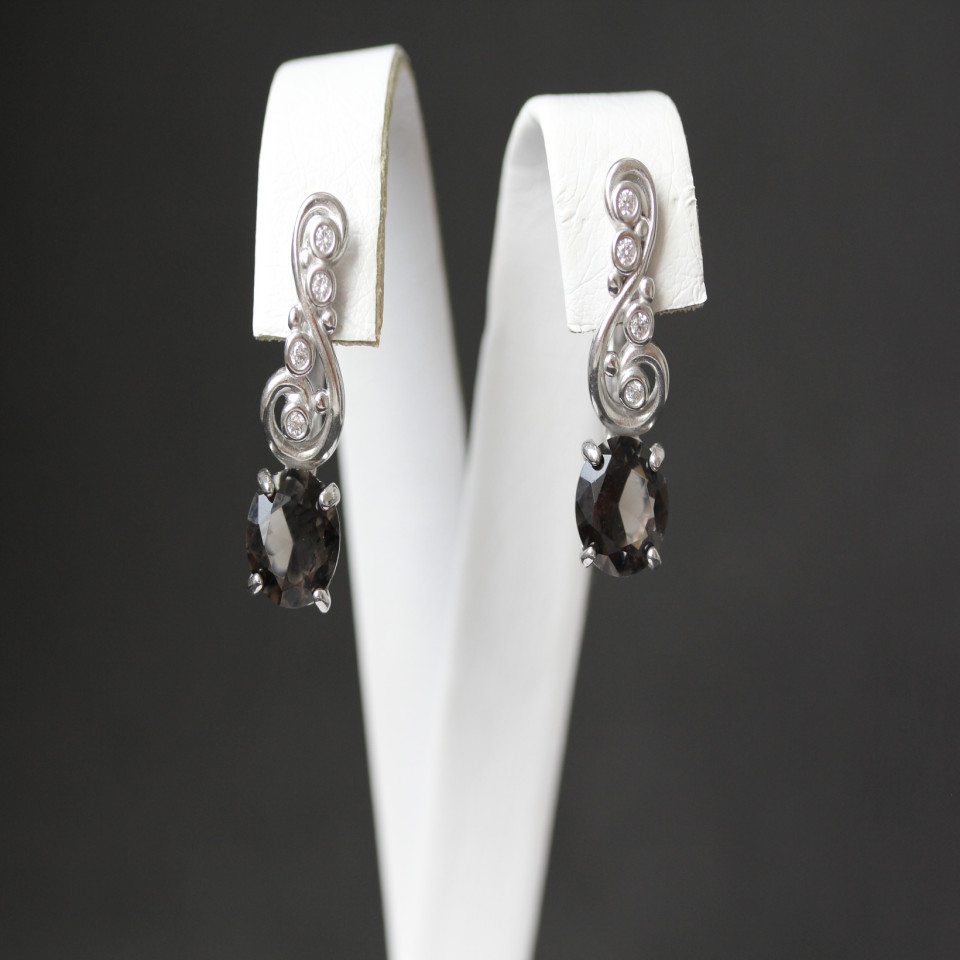 Сережки 560 альпініт димчатий імітація Rh Timofeev