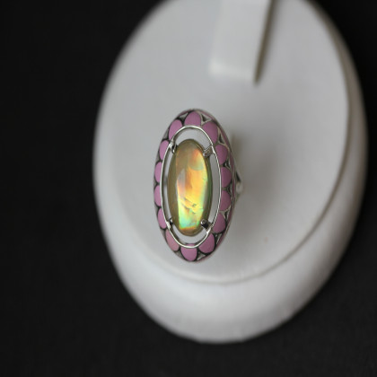 Перстень 401 опал сірий імітація Rh Timofeev 2