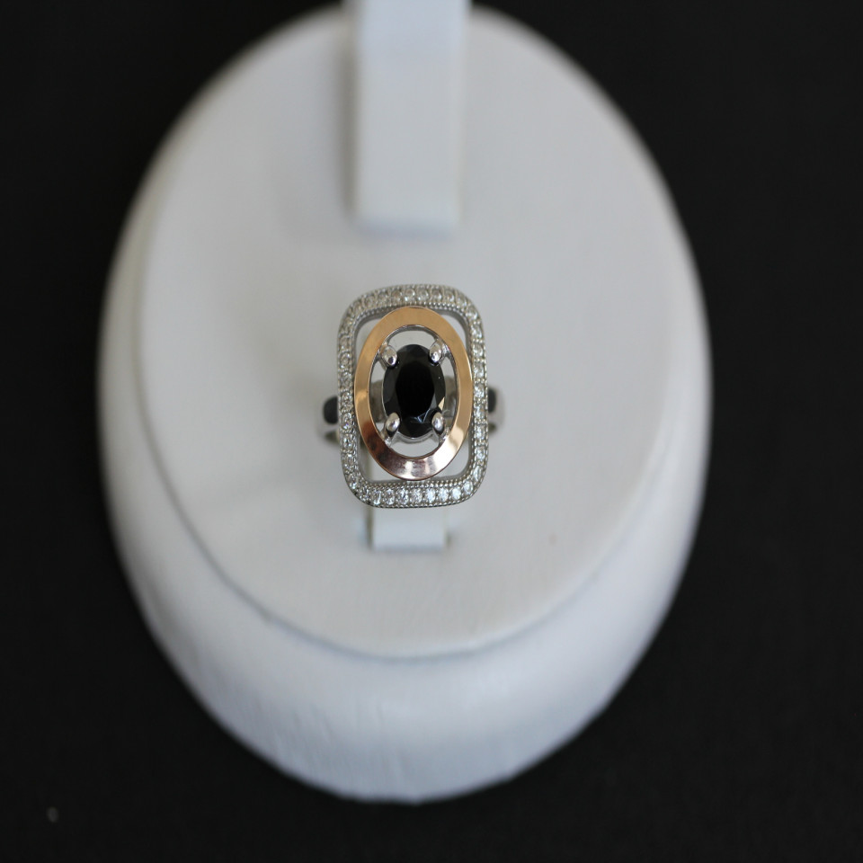 Перстень 403 цирконій чорний Rh Timofeev