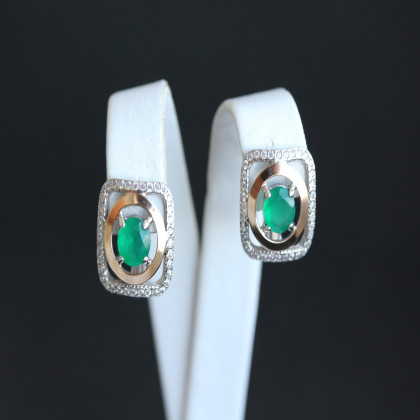 Сережки 403 агат зелений Rh Timofeev