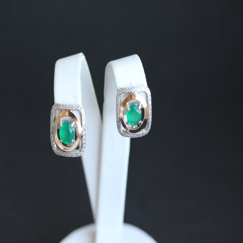 Сережки 403 агат зелений Rh Timofeev