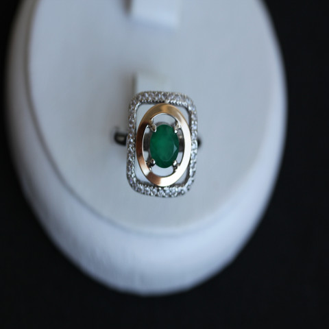 Перстень 403 агат зелений Rh Timofeev