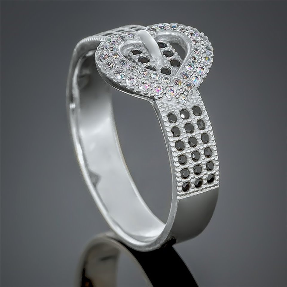 Перстень 435 цирконій чорно білий Rh Timofeev