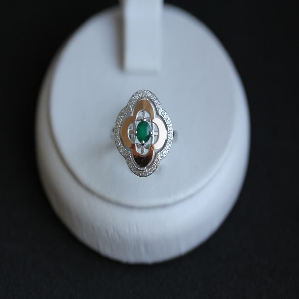 Перстень 408 агат зелений Rh Timofeev