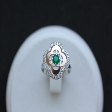 Перстень 408 агат зелений Rh Timofeev