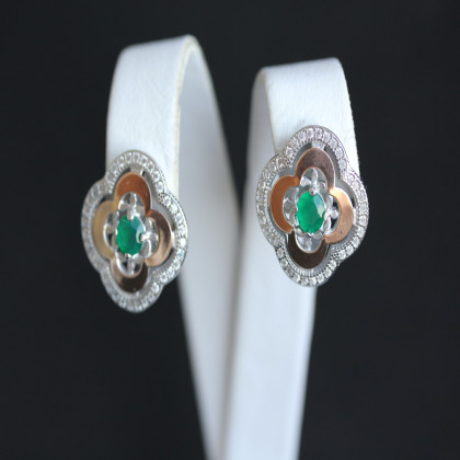 Сережки 408 агат зелений Rh Timofeev